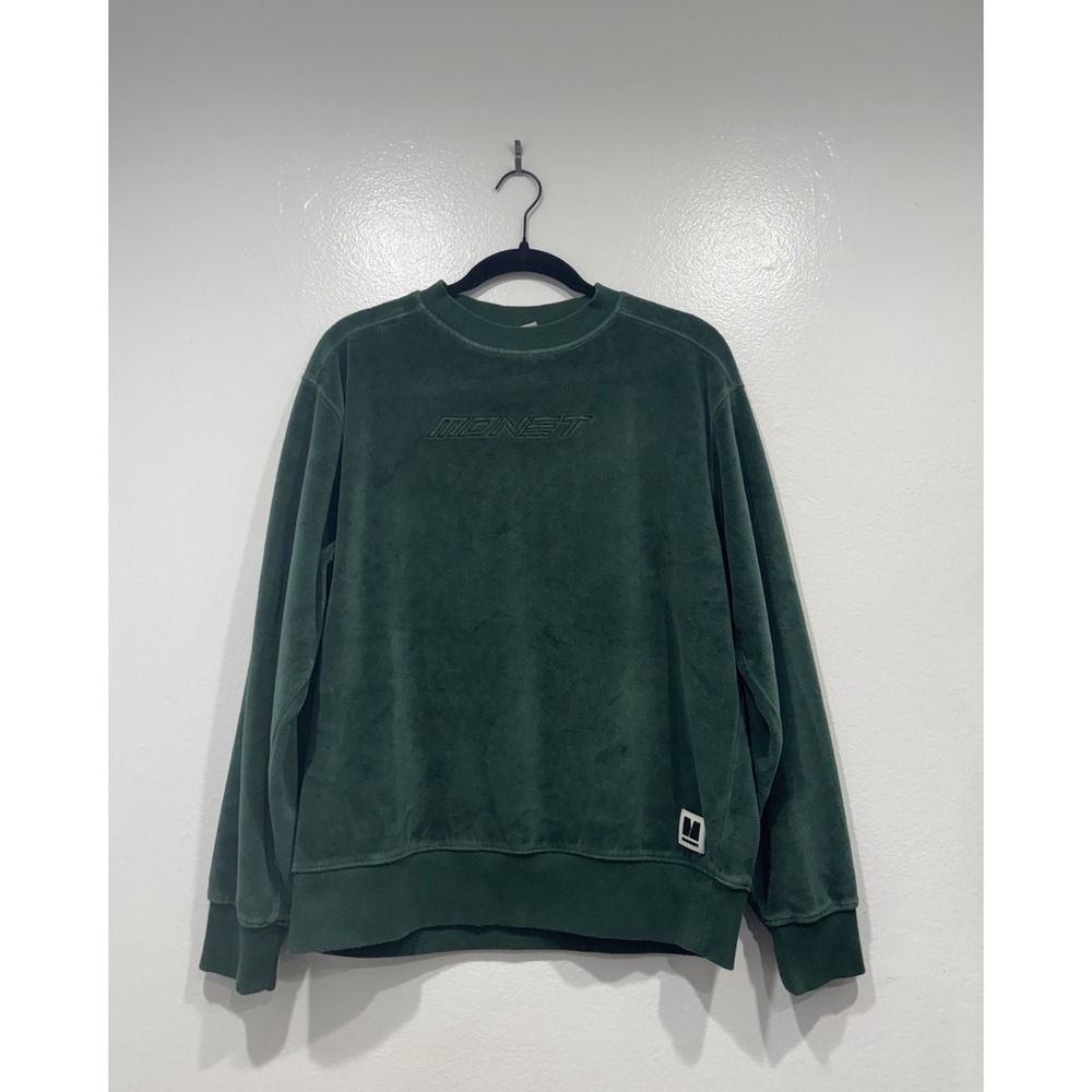 Monet Skateboards Size Small Green Velour Sweatshirt‎ Long Sleeve Pullover READ